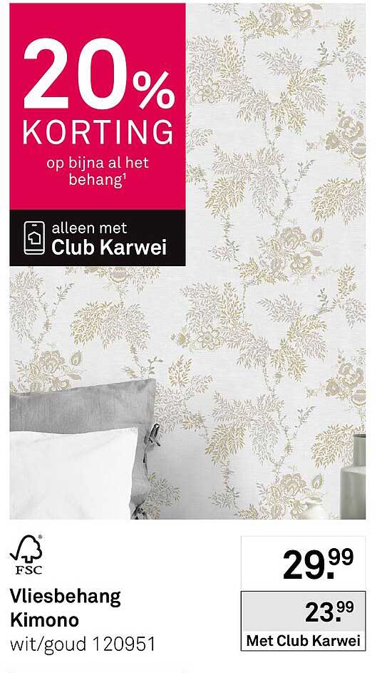 Vliesbehang Kimono wit/goud 120951 20% KORTING op bijna al het behang¹ alleen met Club Karwei