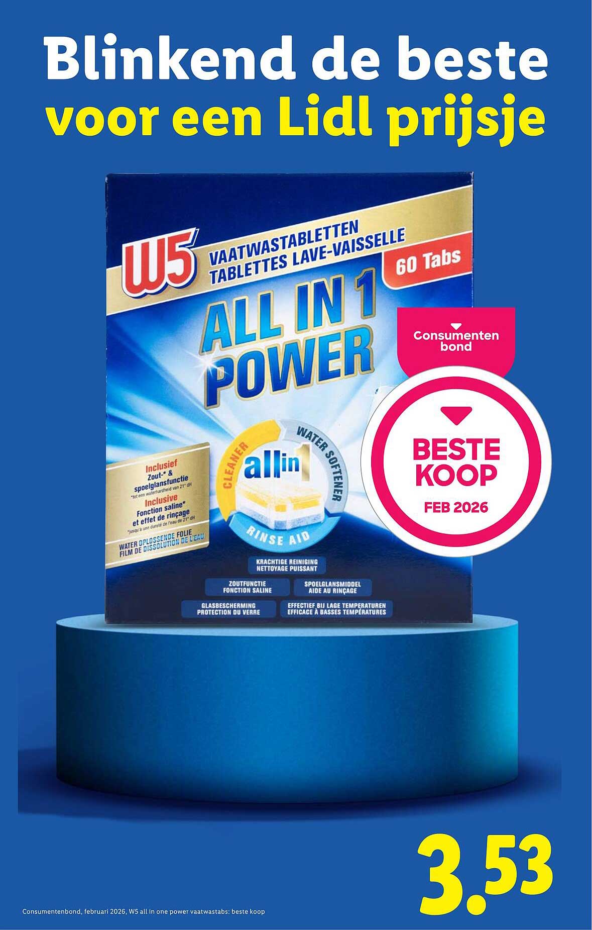W5 All in 1 Power vaatwastabletten 60 tabs Beste koop