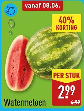 Watermeloen 40% korting per stuk