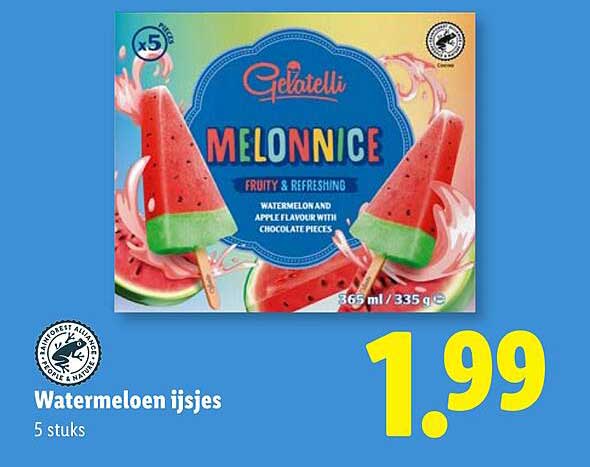 Watermeloen ijsjes 5 stuks