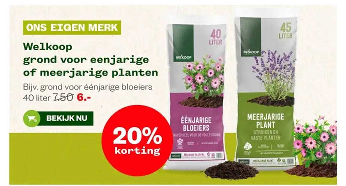 Welkoop grond voor eenjarige of meerjarige planten 20% korting