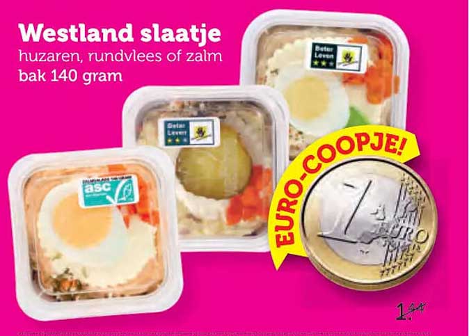 Westland slaatje huzaren, rundvlees of zalm bak 140 gram