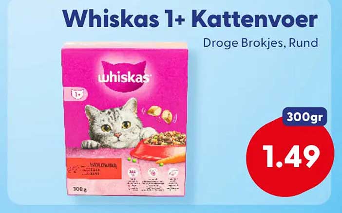 Whiskas 1+ Kattenvoer Droge Brokjes, Rund