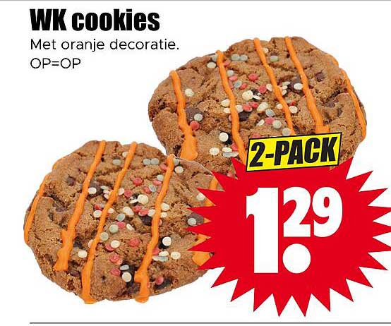 WK cookies Met oranje decoratie. OP=OP 2-PACK
