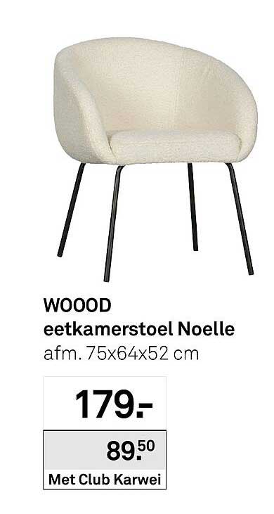 WOOOD eetkamerstoel Noelle afm. 75x64x52 cm Met Club Karwei