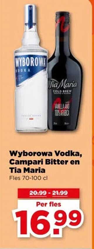 Wyborowa Vodka, Campari Bitter en Tia Maria