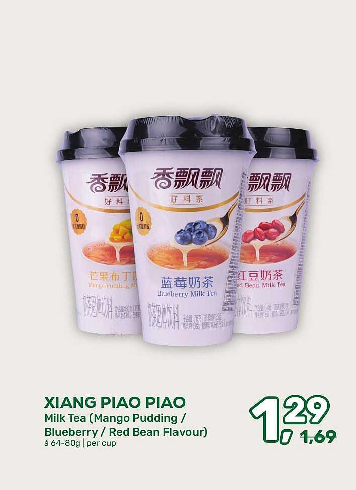 XIANG PIAO PIAO Milk Tea (Mango Pudding / Blueberry / Red Bean Flavour) á 64-80g| per cup