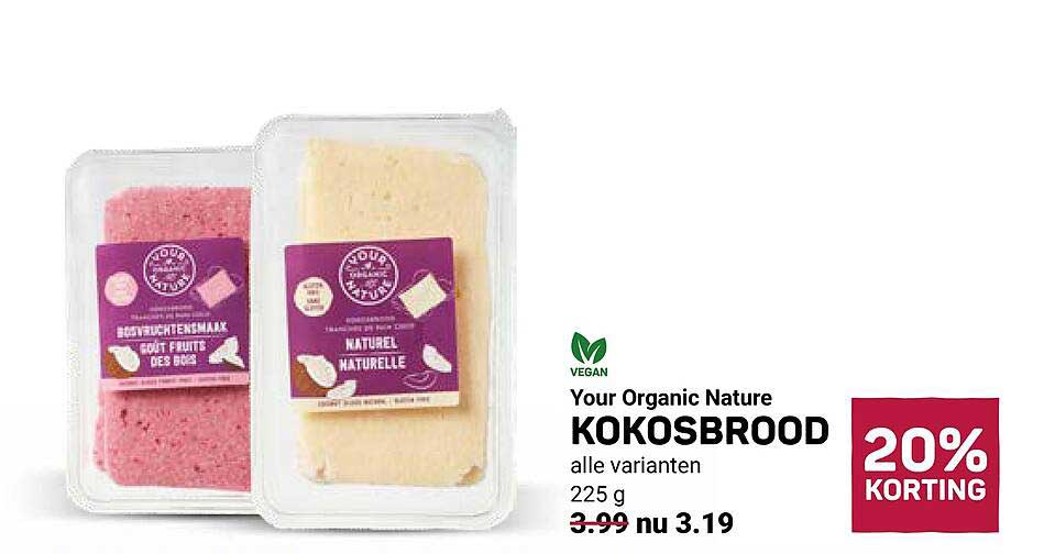 Your Organic Nature KOKOSBROOD alle varianten 20% KORTING