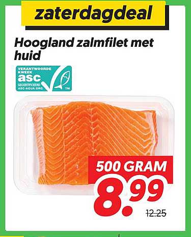 Zaterdagdeal Hoogland zalmfilet met huid