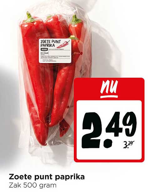 Zoete punt paprika Zak 500 gram