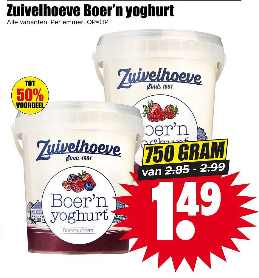 Zuivelhoeve Boer’n yoghurt 750 gram