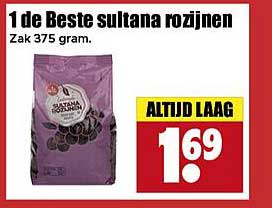 1 de Beste sultana rozijnen Zak 375 gram