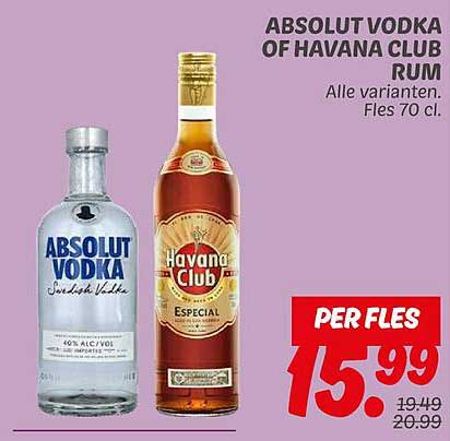 ABSOLUT VODKA OF HAVANA CLUB RUM