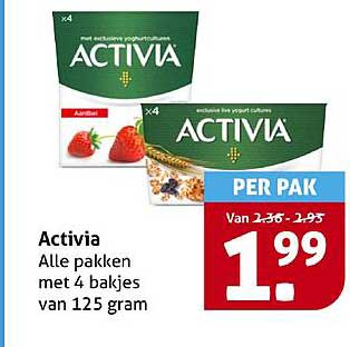 Activia - Alle pakken met 4 bakjes van 125 gram