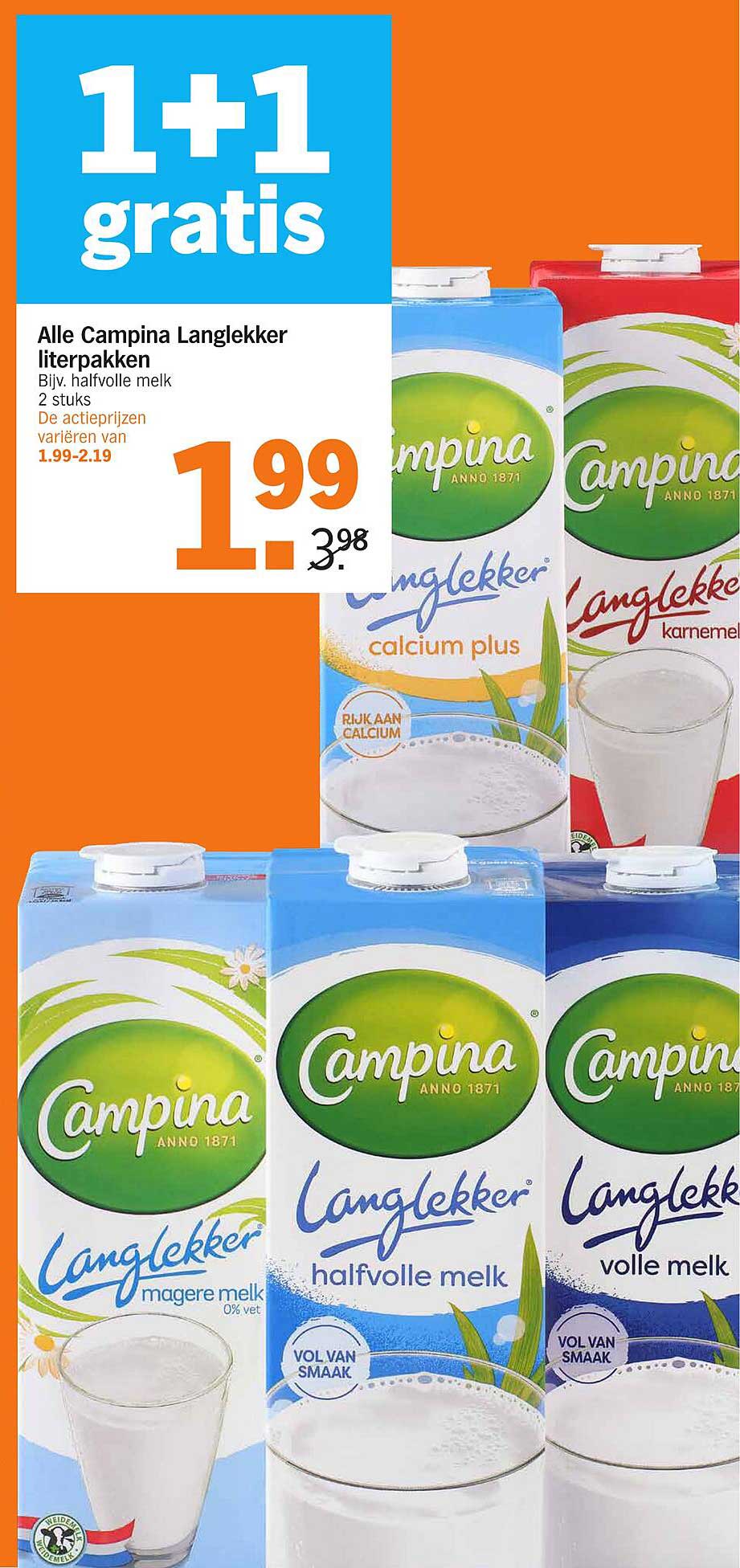 Alle Campina Langlekker literpakken