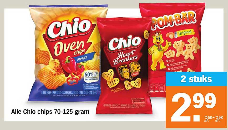 Alle Chio chips 70-125 gram