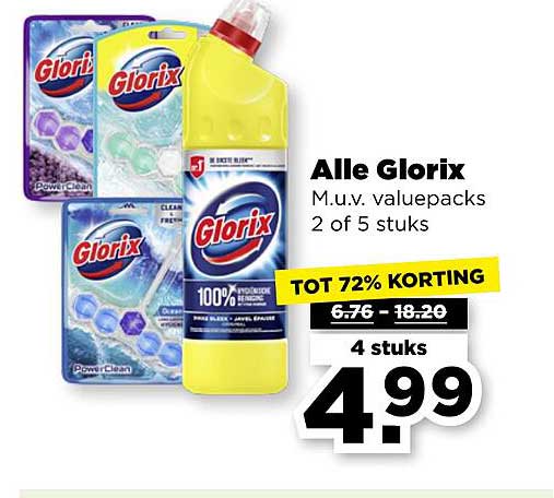 Alle Glorix M.u.v. valuepacks 2 of 5 stuks