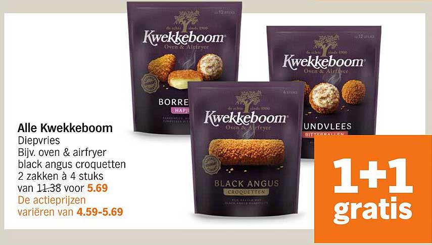 Alle Kwekkeboom Diepvries Bijv. oven & airfryer black angus croquetten 2 zakken à 4 stuks van 11.38 voor 5.69
