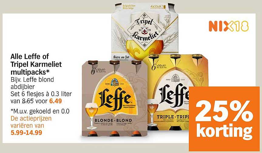 Alle Leffe of Tripel Karmeliet multipacks*