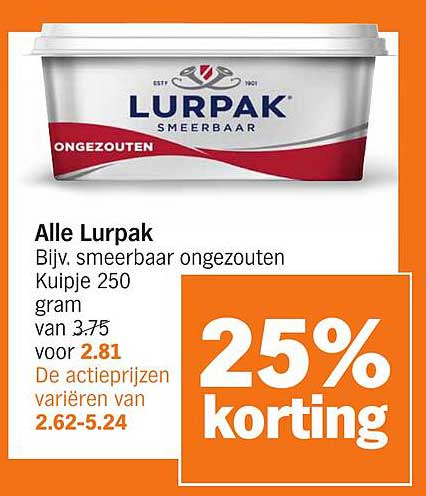 Alle Lurpak Bi.v. smeerbaar ongezouten Kuipje 250 gram