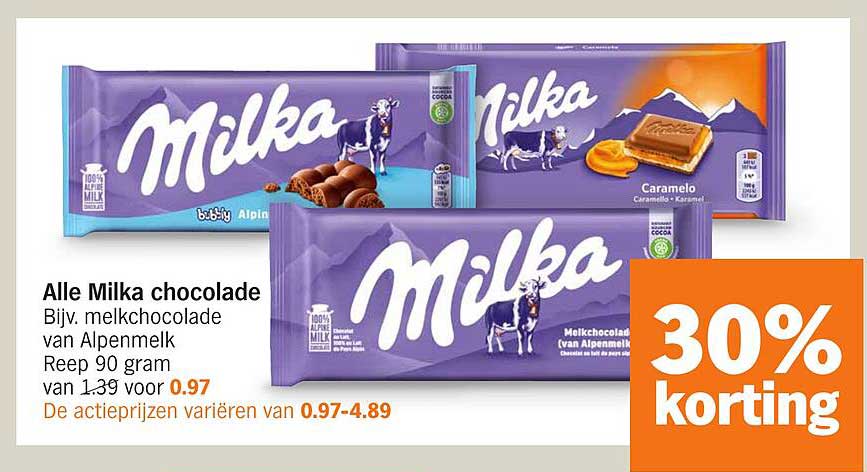 Alle Milka chocolade