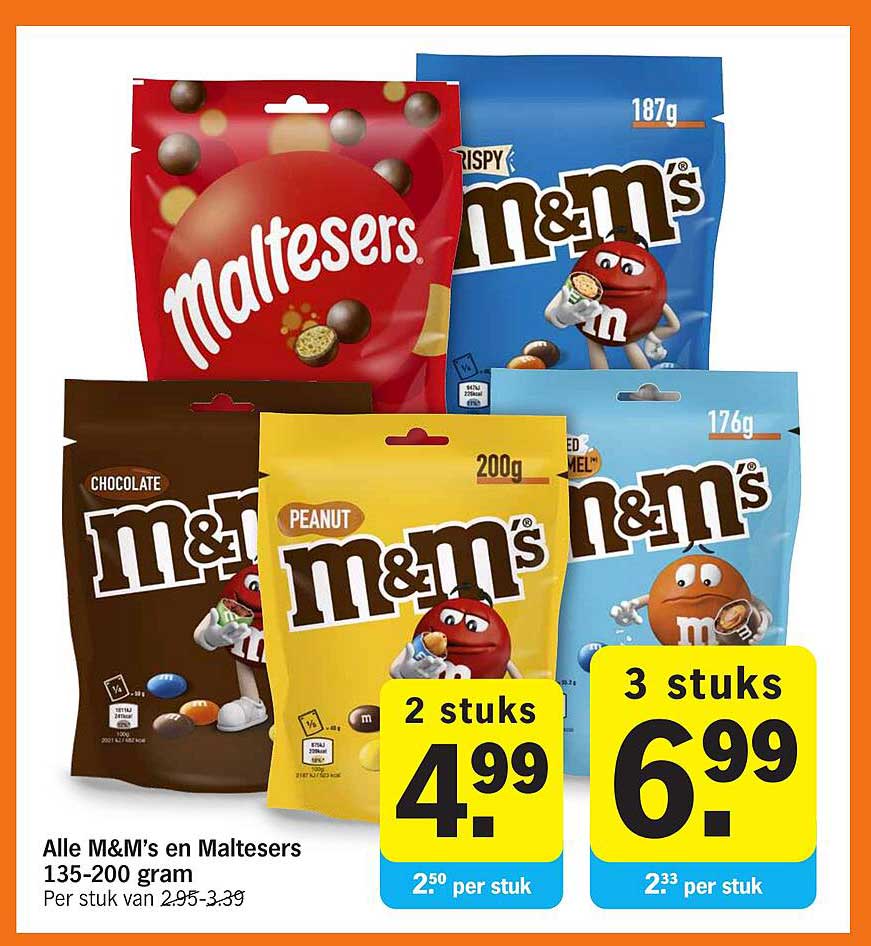Alle M&M’s en Maltesers 135-200 gram