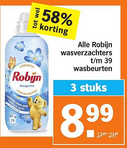 Alle Robijn wasverzachters t/m 39 wasbeurten