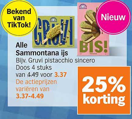 Alle Sammontana ijs Bijv. Gruvi pistacchio sincero Doos 4 stuks van 4.49 voor 3.37