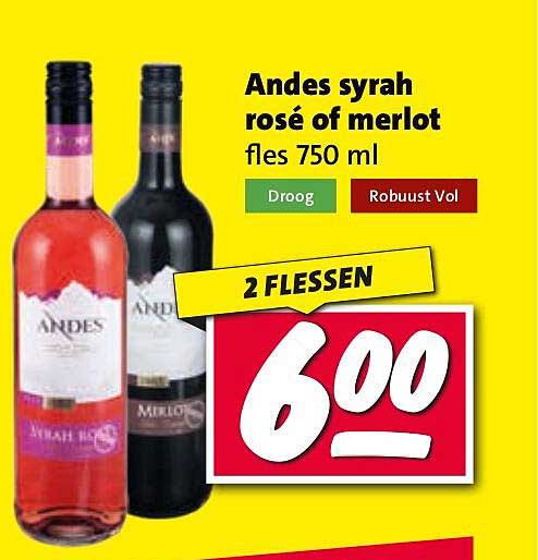 Andes syrah rosé of merlot fles 750 ml