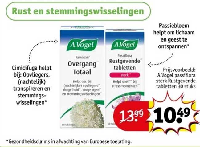 A.Vogel Overgang Totaal 60 tabletten en A.Vogel Passiflora Rustgevende tabletten 30 stuks