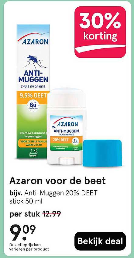 Azaron voor de beet bijv. Anti-Muggen 20% DEET stick 50 ml