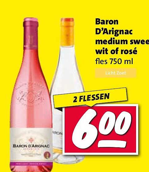 Baron D'Arignac medium sweet wit of rosé fles 750 ml