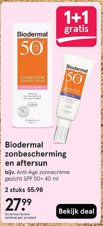 Biodermal zonbescherming en aftersun bijv. Anti-Age zonnecrème gezicht SPF 50+ 40 ml