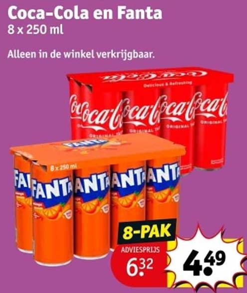 Coca-Cola en Fanta 8 x 250 ml