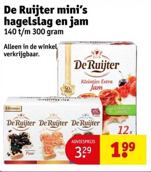 De Ruijter mini’s hagelslag en jam 140 t/m 300 gram