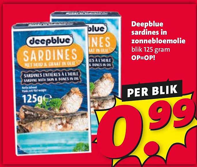 Deepblue sardines in zonnebloemolie blik 125 gram