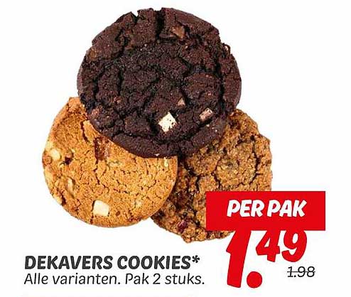 DEKAVERS COOKIES* Alle varianten. Pak 2 stuks.