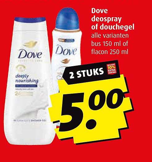 Dove deospray of douchegel alle varianten bus 150 ml of flacon 250 ml