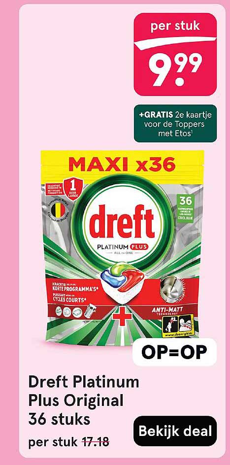 Dreft Platinum Plus Original 36 stuks