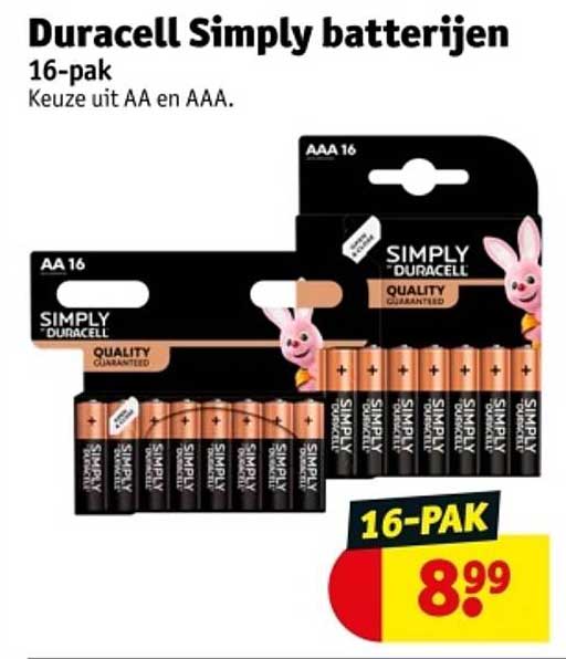 Duracell Simply batterijen 16-pak
