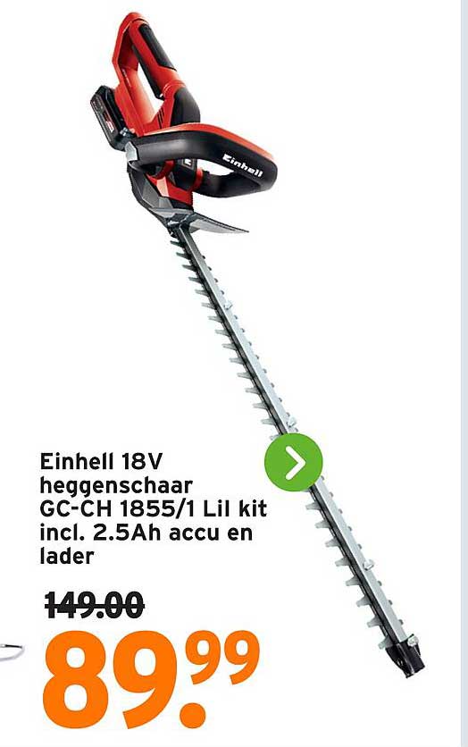 Einhell 18V heggenschaar GC-CH 1855/1 Lil kit incl. 2.5Ah accu en lader