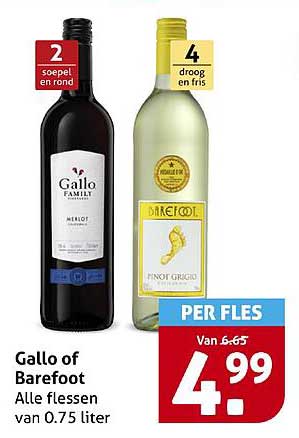 Gallo of Barefoot - Alle flessen van 0.75 liter