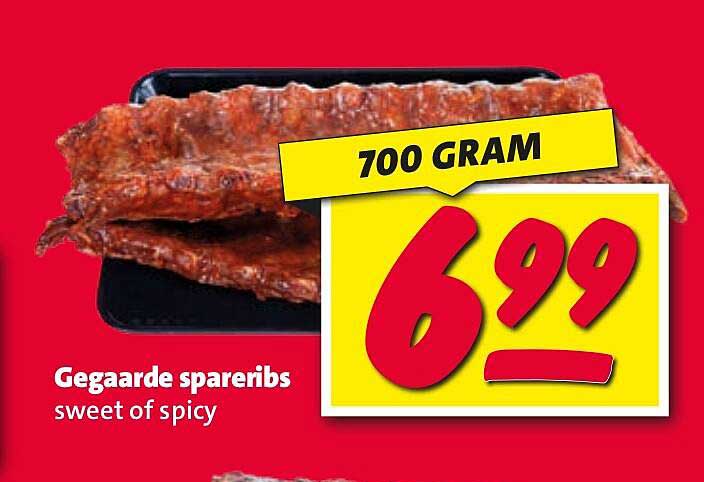 Gegaarde spareribs sweet of spicy