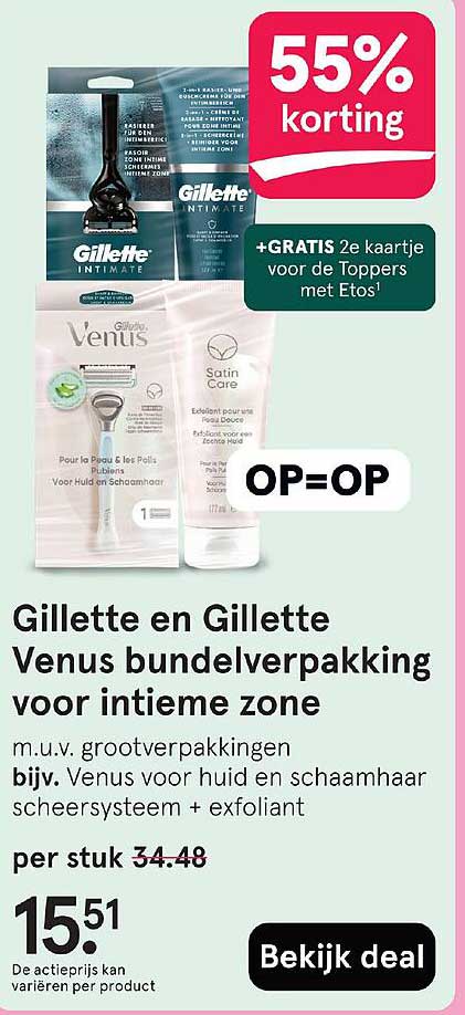 Gillette en Gillette Venus bundelverpakking voor intieme zone