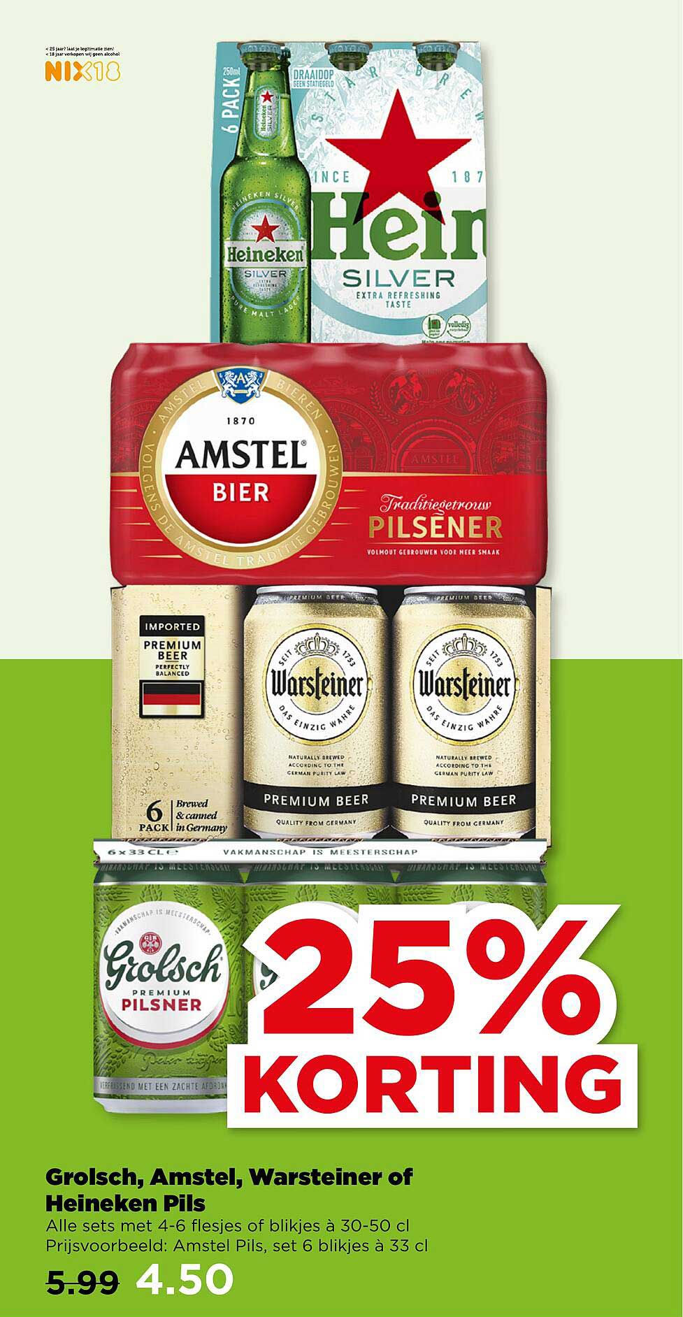 Grolsch, Amstel, Warsteiner of Heineken Pils