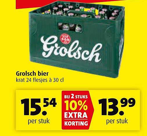 Grolsch bier krat 24 flesjes à 30 cl
