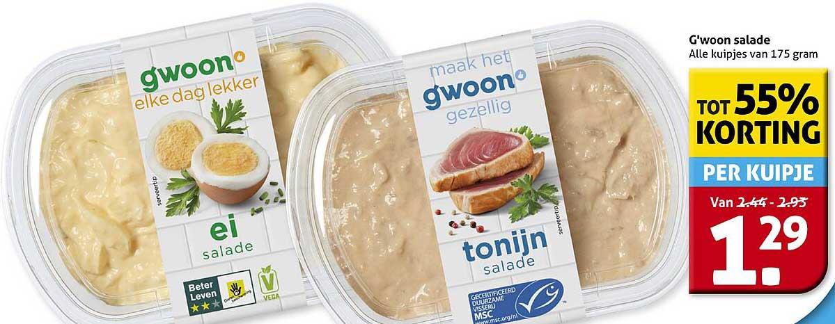G'woon salade Alle kuipjes van 175 gram