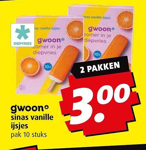gwoon sinas vanille ijsjes 2 pakken voor 3.00