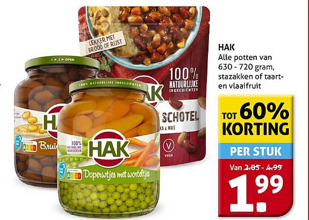 HAK Potten van 630 - 720 gram, stazakken of taarten- en vlaaifruit, nu tot 60% korting