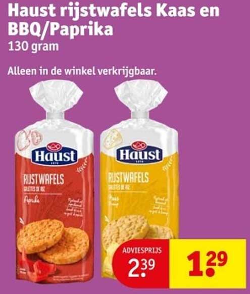 Haust rijstwafels Kaas en BBQ/Paprika 130 gram